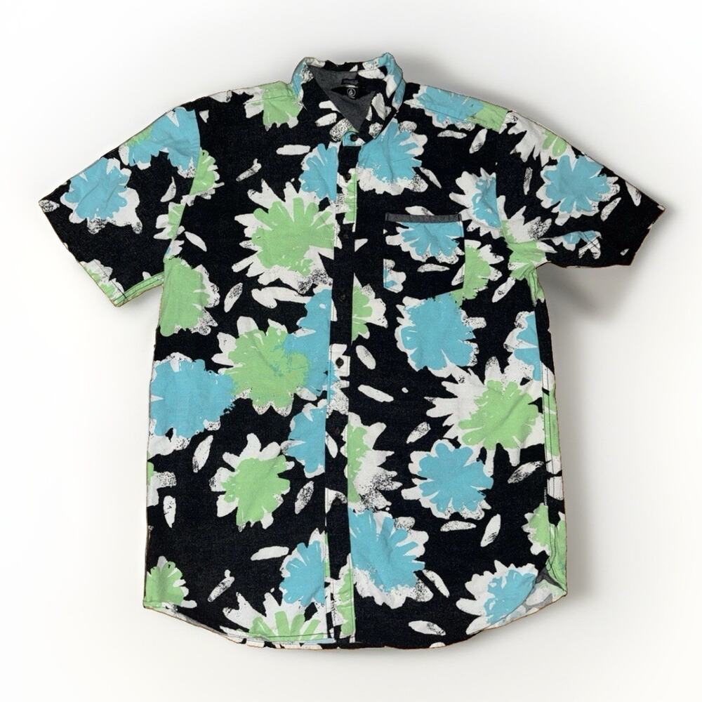 Volcom Hawaiian Button-Up Shirt 2XL 22x31 Coupe Classique